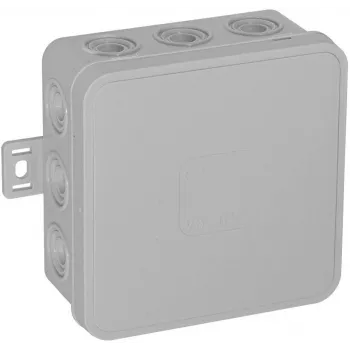 VIPLAST V6 caja de derivación de superficie, vacía, 12 entradas de cable, gris, IP54, 85x85x41mm, con tapa de clip