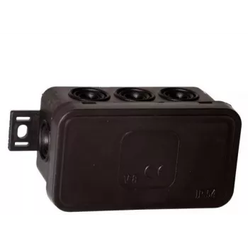Caja de derivación de superficie VIPLAST V8, 8 entradas, IP54, negra, 80x45x41mm
