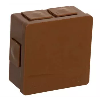 VIPLAST VP-02 Caja de derivación empotrada, 6 entradas de cable, tapa de clip, marrón, IP55, 86x86x40 mm