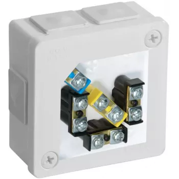 VIPLAST VP-22 Caja de derivación de superficie con bornes, 6 entradas de cable, blanca, IP55, 86x86x40 mm