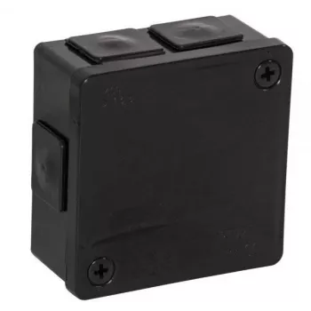 VIPLAST VP-22 caja de derivación de superficie vacía, 6 entradas de cable, IP55, negra, 86x86x40mm