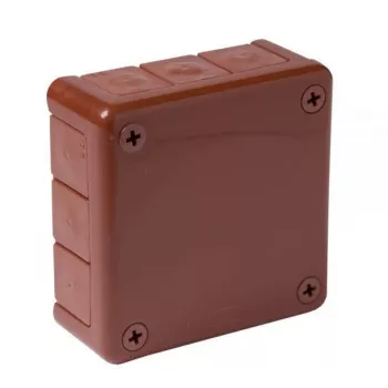 Caja de derivación vacía de superficie VIPLAST VP-41, 12 entradas de cable, marrón, IP55, 98x98x42 mm