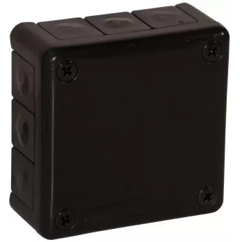 Caja de derivación vacía de superficie VIPLAST VP-41 con 12 entradas de cable, negra, IP55, 98x98x42mm