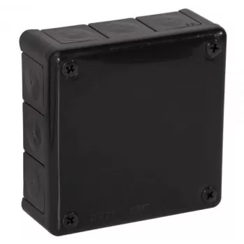 VIPLAST VP-51 Caja de derivación vacía de superficie, 12 entradas de cable, IP55, negra, 118x118x46 mm, 051-05