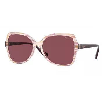 VOGUE VO5488S30625Q Gafas de sol de mujer butterfly - montura rosa transparente, lentes degradadas violeta oscuro, 56 mm
