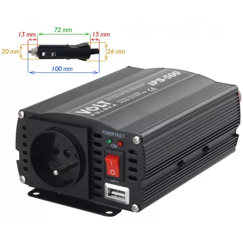 VOLT POLSKA Convertidor de tensión IPS-500 12V / 230V 350/500 W