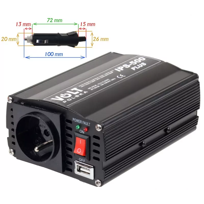 Inversor de corriente VOLT POLSKA IPS-500 PLUS 12V / 230V 350/500 W