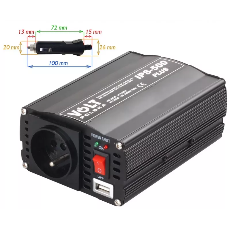 Inversor de potencia VOLT POLSKA IPS-500 PLUS 24V / 230V 350/500 W