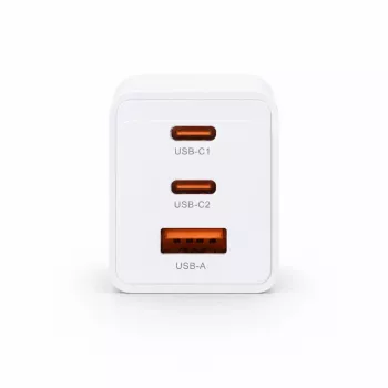 Cargador de pared Voltage GaN 67W, 2x USB-C y 1x USB-A, PD 3.0, QC 3.0, PPS, enchufe EU, blanco