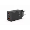 Voltage Cargador GaN 67W de pared, PD 3.0 / QC 3.0, 2x USB-C y 1x USB-A, enchufe EU, negro
