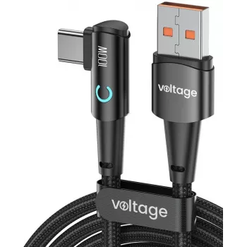 VOLTAGE PowerAngle Cable en ángulo USB-A a USB-C 66W PD 1m negro