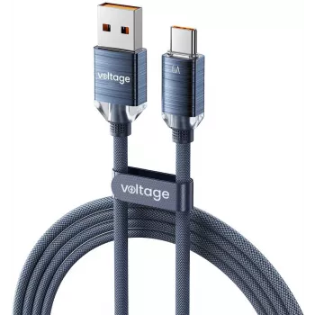 VOLTAGE PureCrystal Cable de carga rápida USB-A a USB-C 66W 1m Azul