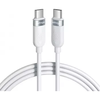 VOLTAGE VEKS100CC100WE cable USB-C a USB-C de silicona 100W PD 1m blanco