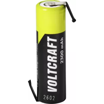 VOLTCRAFT Batería AA NiMH 1,2 V 2300 mAh con lengüetas de soldadura en Z, alta corriente, lista para usar, pack de 1 VC-17666050