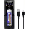 VOLTCRAFT CC1A cargador universal de pilas redondas para NiMH, Li-Ion, LiFePO4, NiCd - 1 posición de carga, alimentado por USB, compatible con AA, AAA, C, 10440, 14500, 16340