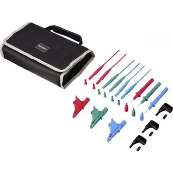 VOLTCRAFT MLSet-140 set de cables de medición, conectores apilables de 4 mm, 1,5 m, rojo/azul/verde, con pinzas de cocodrilo y puntas de prueba VC-18652740