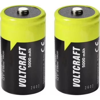 VOLTCRAFT Batería Mono (D) NiMH 5000 mAh 1,2 V Ready to Use, pack de 2 (VC-17275495)