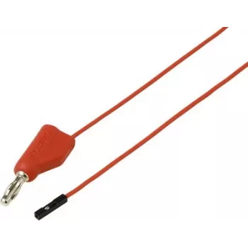 Voltcraft MSL-315 cable de medición rojo, conector macho de seguridad de 4 mm a conector hembra de seguridad de 0,64 mm, 1 m, apilable, 60 V DC, 1 A VC-17182170