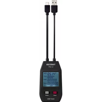 VOLTCRAFT PM-41 multímetro digital USB con cables de medición, True RMS, CAT III 600 V, 4000 cuentas, autorango, Data Hold, mín/máx, relativo, retroiluminación, interfaz PC VC-11909305