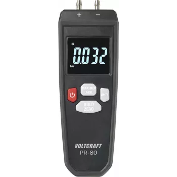 VOLTCRAFT PR-80 Manómetro diferencial ±0,137 bar, 11 unidades, LCD retroiluminado, retención de datos, mín/máx/prom, aire y gases no corrosivos VC-13101370
