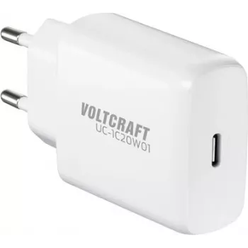 Voltcraft UC-1C20W01 Cargador de pared USB-C GaN 20 W PD 3.0 Blanco