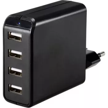 VOLTCRAFT UC-4AXX001 cargador USB 24 W 4x USB-A negro interior