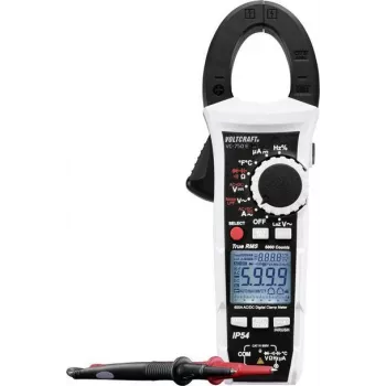 VOLTCRAFT VC-12720305 multímetro de pinza digital, calibrado ISO, protección IP54 contra salpicaduras, CAT IV 600V, 6000 cuentas, True RMS, Auto-Ranging, 600A AC/DC
