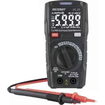 Voltcraft VC-23 Multímetro digital TRMS CAT III 600 V autorango con capacidad, frecuencia, temperatura, NCV