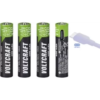 VOLTCRAFT VC-AAA400USB pilas AAA de Li-Ion recargables por USB-C 400 mAh 1,5 V - pack de 4