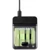 Voltcraft VC-BC4-PB1 cargador de batería NiMH 2 en 1 y powerbank para 4x AA/AAA, 500mA, entrada USB-C, salida USB-A, negro