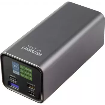 VOLTCRAFT VC-C904 Batería externa 20000 mAh USB PD 100 W gris mate pantalla LCD