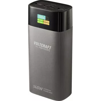 VOLTCRAFT VC-PBP3011PS Batería externa 40000 mAh USB PD 3.0 LiPo Plata (Mate) con indicador de estado (VC-17331275)