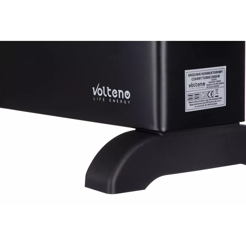 Volteno VO2783 Calefactor de convección 2000W - Calentamiento rápido, termostato regulable, protección contra sobrecalentamiento, de pie, blanco