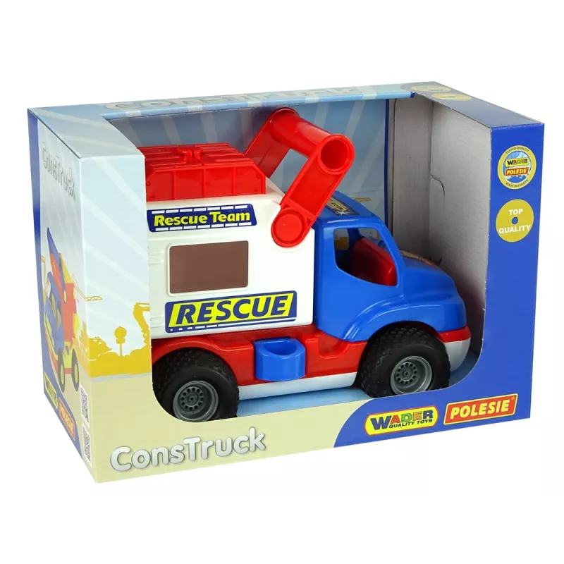 WADER POLESIE ConsTruck Rescue Car azul y blanco 41937