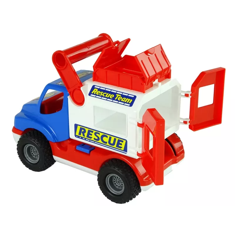 WADER POLESIE ConsTruck Rescue Car azul y blanco 41937