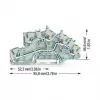 WAGO 2203-7545 Borne de instalación de 3 conductores con Push-in CAGE CLAMP, L/L/PE, gris/verde-amarillo