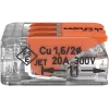 WAGO 221-413 COMPACT Borne de conexión, 3 conductores, 0,2–4 mm², transparente, pack de 50