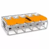 Conector de palanca WAGO 221-615 de 5 conductores, borne de conexión compacto, 450 V, 32 A, transparente/naranja