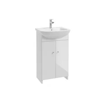 Conjunto de lavabo suspendido de baño 50cm con lavabo de cerámica, grifo cromado y sifón, blanco brillo