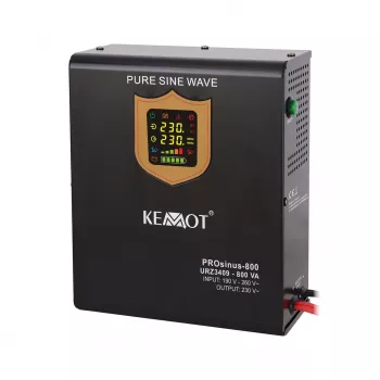 Sistema de alimentación de emergencia de pared KEMOT PROsinus-800 convertidor con onda senoidal pura y función de carga 12V 230V 800VA/500W