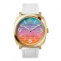 Reloj de mujer WATCHPEOPLE 700984 analógico de cuarzo 45mm caja de acero inoxidable esfera negra correa de piel