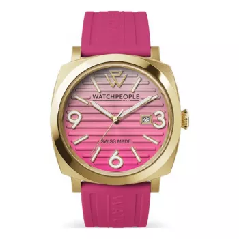 WATCHPEOPLE Reloj para mujer 700985 Oro rosa acero inoxidable y piel marrón 45 mm