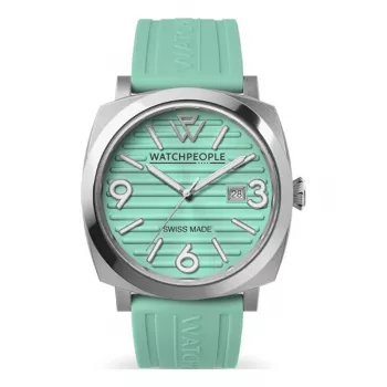 WATCHPEOPLE reloj mujer 700986 cuarzo analógico 45 mm caja de acero inoxidable esfera blanca correa de piel negra