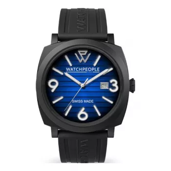 WATCHPEOPLE reloj de mujer 700992 analógico de cuarzo 45mm esfera negra correa de piel auténtica