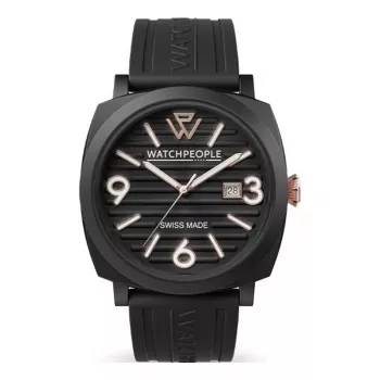 WATCHPEOPLE reloj de mujer 700994 analógico de cuarzo 45mm esfera negra correa de piel