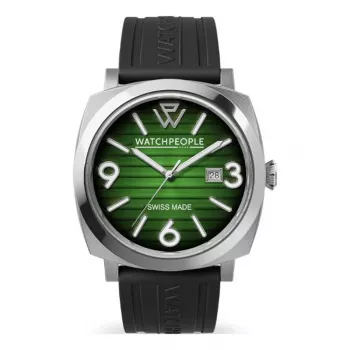WATCHPEOPLE Reloj mujer cuarzo analógico 700987 - 45mm esfera negra correa de piel sintética