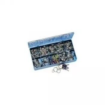 WEDO 262 300 surtido de llaveros, 300 uds., acero templado, niquelado brillante, 6 tamaños (15-35 mm)