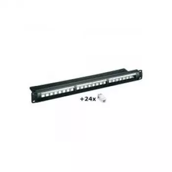 Wentronic panel de parcheo CAT6 UTP de 24 puertos, montaje en rack 19