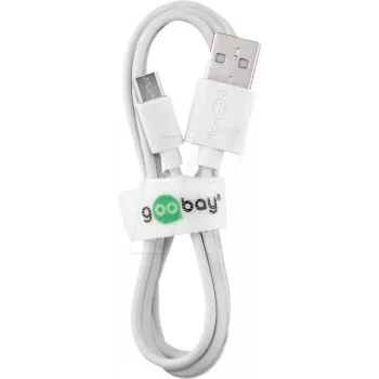WENTRONIC Goobay 38665 cable USB 2.0, conector macho USB-A a conector macho Micro-USB B, 0,5 m, blanco
