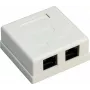 Wentronic Goobay 77633 Toma de red RJ45 aparente blindada Cat 6, 2 puertos, blanca